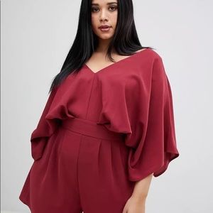 ASOS Romper with Kimono sleeve in Wine (14)